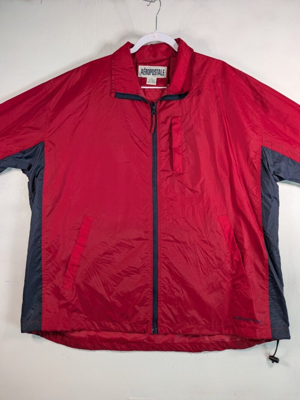 Vintage 90s Aeropostale Windbreaker Jacket XL Red Navy Colorblock Packable